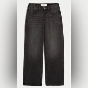 Hollister High-Rise Washed Black Baggy Jeans, Size 8 Long
